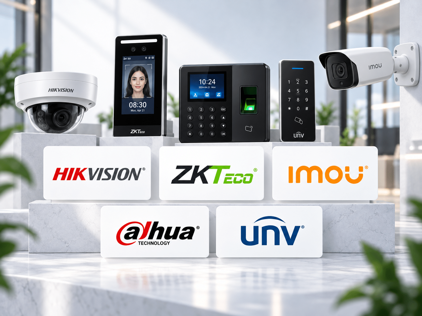 Hikvision, ZKTeco, IMOU, Dahua and UNV security camera and access control brands available from Macro Traders Pakistan